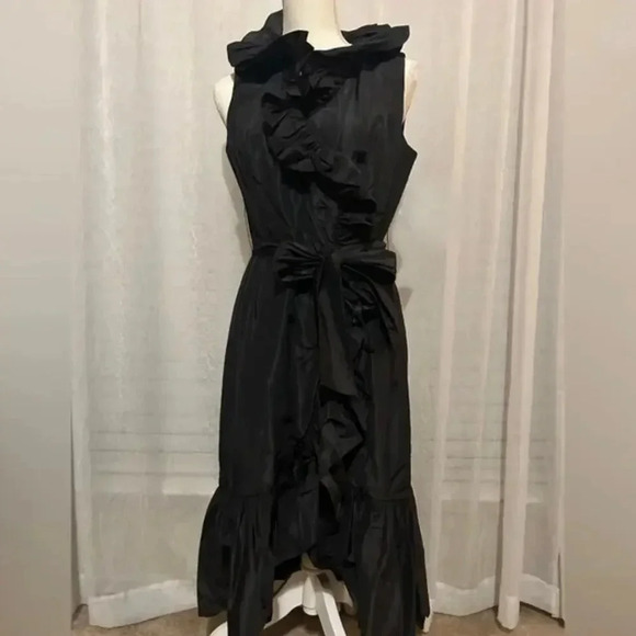 Rickie Freeman for Teri Jon Cocktail Evening Wrap Midi Dress - Black - Sz 2 - Picture 6 of 6